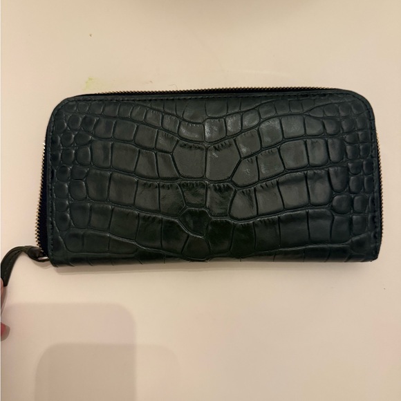 Clare V Dark Green Croc-Embossed Wallet - Picture 4 of 6